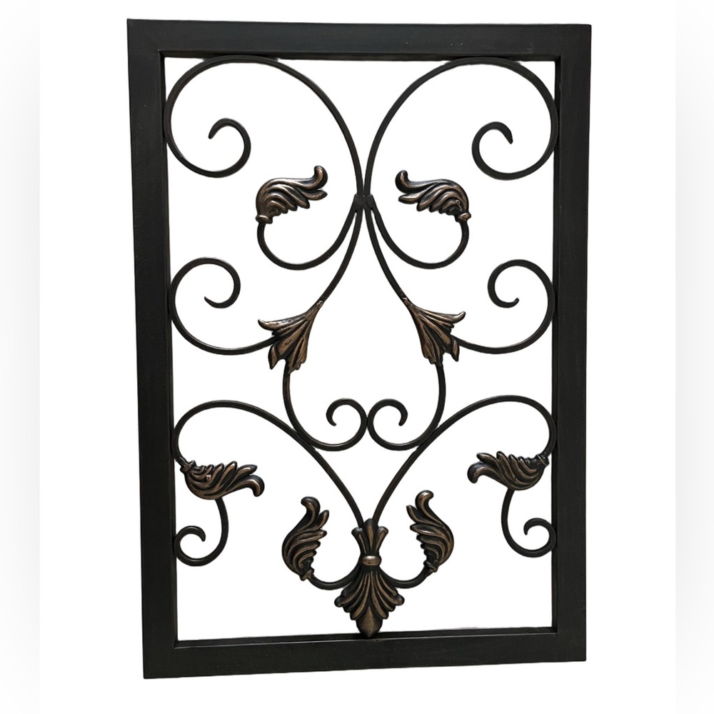 Vintage Bronze-Tone Scrollwork Metal Wall Art Decor
